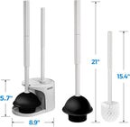 2Pack 2 in 1 Toilet Brush and Plunger Set, Extended Handle Plunger，Toilet Bowl Brush Plunger Set,Bathroom Cleaning Tools ，Toilet Brush Plunger Combo，Cleaning Supplies（Cream Grey）