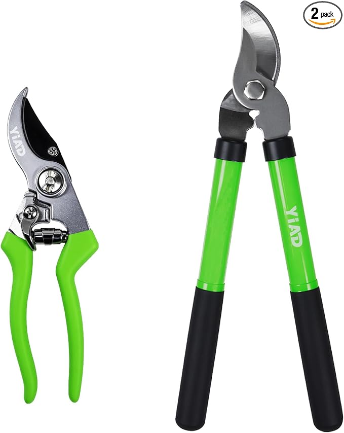 2 Pack Garden Pruning Shears – Heavy Duty Pruning Shears & Loppers for Tree Trimming, Gardening Tools Set