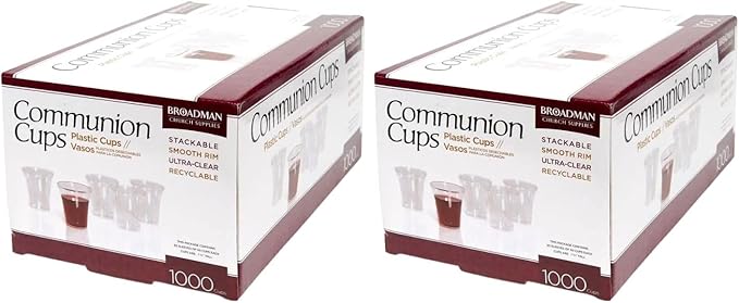 BROADMAN CHURCH SUPPLIES Plastic, Disposable, Recyclable Communion Cups, 2000 Count