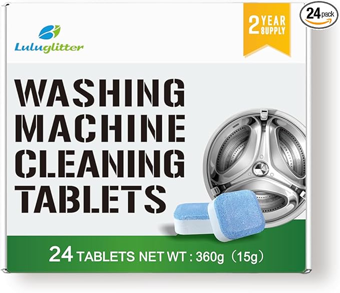 Washing Machine Cleaner Tablets 24 Pack Deep Cleaning Tablets for Front Loader And Top Load Wash Laundry Machine Cleaner, Effective Machine Maintenance and Odor Removal