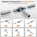 42-in-1 Magnetic Ratchet Screwdriver Set with Detachable T-Handle & Case, Multi-Bit Precision Driver Kit for Electronics, PC, Bicycle, Furniture Repair, Eyeglass, and DIY Gifts （Orange）