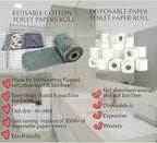 Reusable Toilet Paper Towels 24 Count Roll,Washable Absorbent No Tear Bidet Towels Cotton Cloth,Zero Waste Cleaning Supplies for Bathroom(4 Colors Flower)