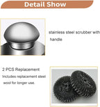 Steel Wool Scrubber, Oven Cleaner Brush, Stainless Steel Scrubber and Crevice Brushes Cleaning Set for Dishes, Iron, Pots, Stoves, Barbecue Grills, Sink