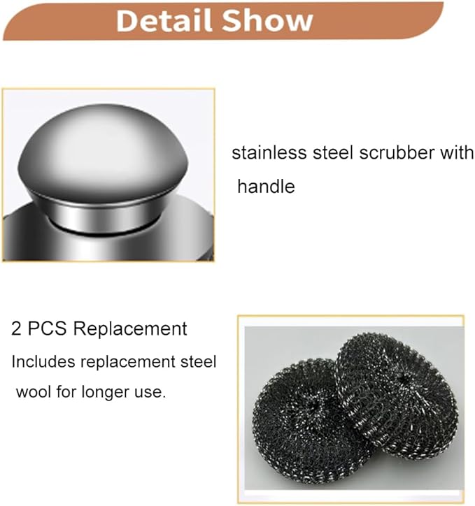 Steel Wool Scrubber, Oven Cleaner Brush, Stainless Steel Scrubber and Crevice Brushes Cleaning Set for Dishes, Iron, Pots, Stoves, Barbecue Grills, Sink