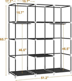 MOGELAFOO Portable Closet Wardrobe, 51-Inch Clothes Organizer with 2 Hanging Rods and 8 Shelves, Non-Woven Fabric Cover, Medium Capacity Storage for Bedroom and Living Room, Black