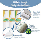 KN Flax Aegis Giant Pet & Home Lint Roller Pet Hair Large Lint Roller with Extendable Long Handle, 6.3” Width with 240 Adhesive Extra Sticky Sheets for Furniture Carpet Floor and Curtains