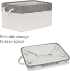 Organization and Storage Bins for Shelves - Large 4 Pack 16x12x8 inch Collapsible Storage Basket for Organizing, Fabric Storage Cubes for Box Closet Cloth Toy Nursery Books Kids (Grey & White)
