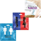 pH Advantage 3 x Personal Toilet Kit | Public Restroom Kit | Toilet Paper, Toilet Seat Cover, Butt Wipes, Cleansing Wipes (Light Blue Figures/Red and Blue Figures/Clean Wipe)