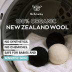 Wool Dryer Balls – 6 XL Organic New Zealand Wool Dryer Balls | Reduce Drying Time, Anti-Static & Wrinkle Reducing | Reusable Fabric Softener Alternative (White & Black Set)