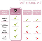 200 Sheets Car Tissues Holder with Facial Tissues 3-ply Travel Tissue Tubes 4 PK Tissues Box Container Perfect Fit for Car Cup Holder Cylinder (Pink)