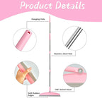 Multifunction Silicone Broom, 54 Inch Adjustable Long Handle Rubber Broom Sweeper for Floor Bathroom Kitchen Shower Pet Hair Glass(Gray Pink)