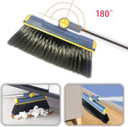 Broom and Dustpan Set for Home, Long Handle Dust Pan and Broom Combo for Indoor Outdoor Heavy Duty Dustpan Set for Kitchen Lobby Office Upright Standing Dustpan with Teeth (Blue)