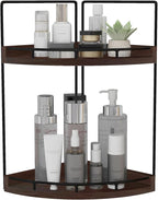 Dorhors 2-Tier Bathroom Counter Organizer,Vanity Counter Corner Shelf, Skincare, Wood Countertop Bathroom Storage and Organization for Kitchen (Walnut)
