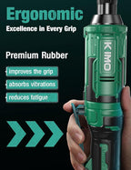 KIMO 20V Cordless Ratchet Wrench 3/8, 89Ft-lbs 400RPM Electric Ratchet Wrench Set with Variable Speed, 2x2.0Ah Battery Ratchet, LED Light, 7Socket, 3/8" to 1/4" Adapter, 3" Extension Bar, Fast Charger