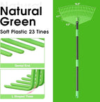 Garden Leaf Rake,16.5” Plastic Leaf Rake for Lawn,Unbreakable Nylon Head, No Harm to Lawn Grass,Yard Raking Tools for Turf Leaves Thatch Debris Pine Needle Cleanup, Lightweight for Kids Seniors