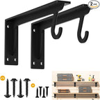 Closet Rod Support Bracket WYGWP 13.5 inch Heavy Duty Shelf Brackets with Rod Holders Support 400lbs Wall Mounted Sturdy 2 Pack