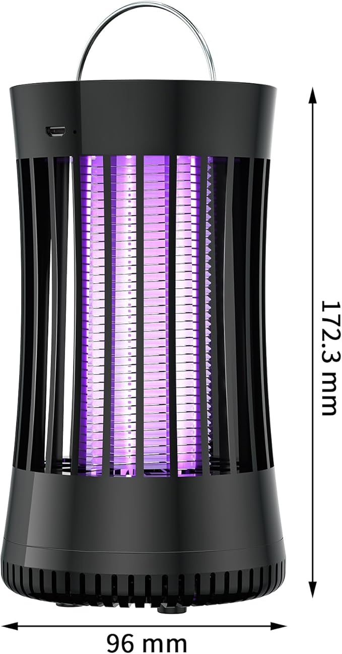AICase Portable USB Electronic Rechargeable Mosquito Killer Lamp/Bug Zapper for Summer Trip,Outdoor Camping,Patio,Home and Garden,Trap Indoor,Moth Trap/Bug Killer/Mosquito Killer Light(Black)