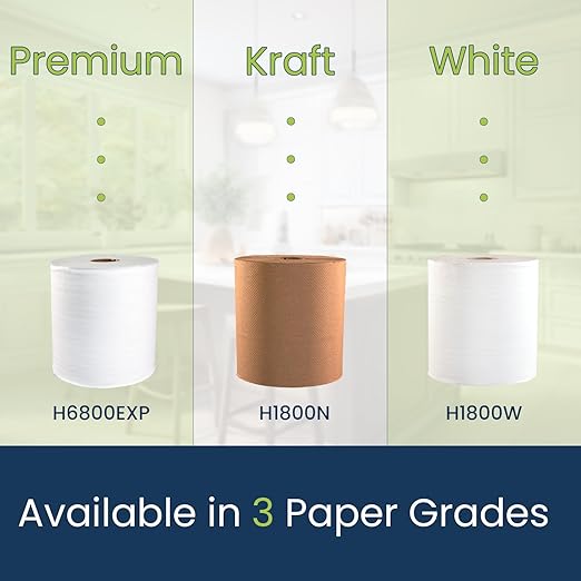 Marcal® White Roll Towels (H1800W) - 7.875” x 800’, 100% Recycled, White, (6 Rolls/Case, 4,800’/Case) Sustainable. Reliable. Affordable. Paper Towels, Perfect for Home & Office, Away-from-Home Product