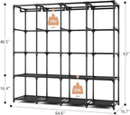 Portable Closet for Hanging Clothes, 67 Inch Wide Portable Wardrobe Closet with Cover, 4 Hanging Rod, Storage Shelves and Side Pockets, Large Free Standing Closet for Bedroom, Black