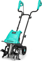13.5 Amp 12 Inch Electric Tiller/Cultivator with 4 Steel Tines, 8'' Tilling Depth Small Garden Tiller for Gardening, Corded Rototiller with Adjustable Wheels