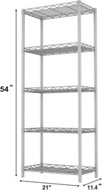 HOMEFORT 5-Tier Wire Shelving 5 Shelves Unit Metal Storage Rack Durable Organizer Perfect for Pantry Closet Kitchen Laundry Organization in Grey