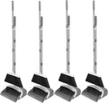 NACENA Broom and Dustpan Set, 52-in Long Adjustable Handle Broom Dustpan Combo with Dustpan Teeth to Automatically Clean Hair Suitable for Home Kitchen Office Hall Floor (Grey&White), 4 Pack