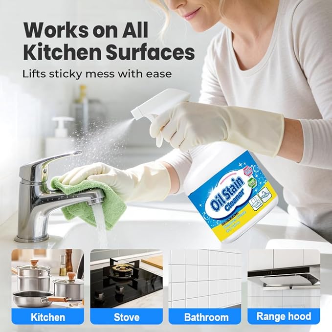 500ml Heavy-Duty Kitchen Degreaser Foam Spray, Powerful Kitchen Grease Cleaner, Multipurpose Grease Cleaner Spray for Pots, Pans, Countertops & Appliances, Heavy Oil Stain Cleaner (1pcs)
