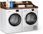 OAKHAM HOME 2-Tier Washer Dryer Countertop, 54" x 27.6" Washer Dryer Topper with Storage Shelf and Non-Slip Pads for Laundry Room Organization, Walnut