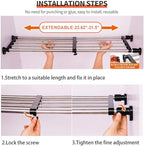 Hershii Expandable Closet Tension Shelf Rod Adjustable Metal Storage Rack Cabinet Organizer DIY Divider Separator Shelves for Wardrobe Cupboard Kitchen Bathroom, Black, 23.62-31.5inches