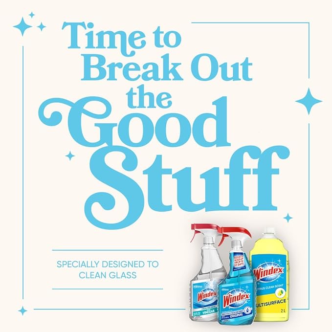 Windex Refill Multipurpose Disinfectant Cleaner Spray with Reusable Trigger, Bottle Made from 100% Recovered Coastal Plastic, Surface Cleaning Spray, Citrus Fresh Scent, 32 Fl Oz (Pack of 3)