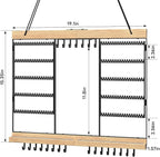 Feyejade Large Rotating Hanging Jewelry Organizer, 5-Tier Earring Holder Storage Holds up to 180 Pairs, Wall Mounted Jewelry Rack for Earrings, Necklaces, Bracelets and Rings, for Girls, Black