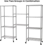 SINGAYE 5 Shelf Storage Wire Shelves Closet Bathroom Organizers Metal Pantry Kitchen Garage Shelving Unit Laundry Room Organization Home Narrow Rack Net Basket with Wheels Silver