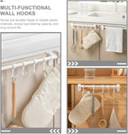 DOITOOL Cabinet Kitchen Utensil Hooks 5pcs Plastic Multi-Function Hanging Rack No Drill Installation White Storage Organizer for Cookware and Sundries