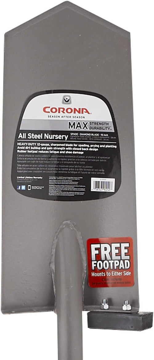 15 inch Corona MAX Steel Spade with 15 inch Diamond Blade, 54 inch Straight Handle