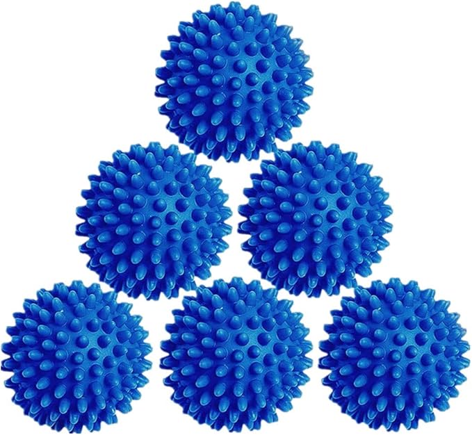 Laundry Dryer Balls - 6 Pack Reusable Fabric Softener Alternative (Blue)