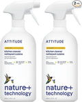 ATTITUDE Kitchen Cleaner Spray, EWG Verified, Powerful Degreaser, Cuts Grease & Grime, Plant-Based & Vegan, Citrus Zest Scent, 27.1 Fl Oz (Pack of 2)