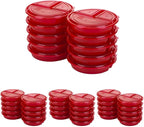 GoodCook Meal Prep Containers Set Microwave & Dishwasher-Safe Round Food Organizers with Labeled Compartments BPA-Free Food Storage Set with Snap Shut Lids Portion Control, 10-Pieces, Red (Pack of 4)