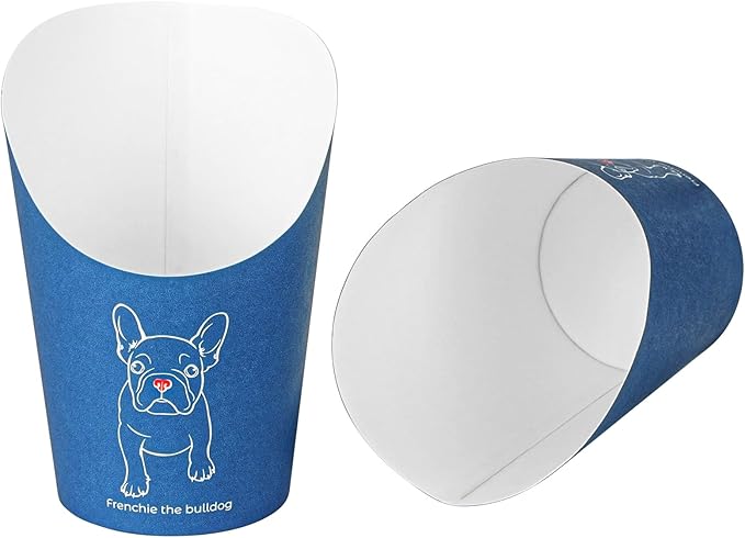 Restaurantware Bio Tek 12 Ounce French Fry Containers 100 Disposable Charcuterie Cups - Incline Design Round Frenchie Paper French Fry Cups Stackable For Waffles Chips or Popcorn
