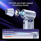 Compressed Air Duster Cordless, 4 Gear Adjustable Brushless Motor 150000RPM Electric Air Duster, Rechargeable with LED Display & Light, Mini Dust Blower for Computer, PC, Keyboard, Outdoor, House, Car
