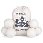 Wool Dryer Balls 6 Pack XL, Genuine New Zealand Wool to Core, 100% Organic Fabric Softener Alternative, Baby Safe & Chemical Free, Reduce Wrinkles & Shorten Drying Time (White-6pcs)