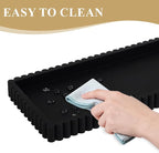 Silicone Bathroom Tray Small Vanity Organizer Rectangle Sink Caddy Sponge Holder Kitchen Counter Decor for Dish Soap, Perfume, Candle, Black
