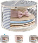 1 Pack Hat Storage Box with Clear Window, Holds up to 7 Caps Cowboy Hat Organizer Bag for Closet for Wide Brim Hats with Carrying Handles, Blue