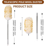 Lambswool Duster for Cleaning with Non-Slip Handle 98.4" Removable Retractable Feather Duster for Cleaning Ceiling Fans Window Blinds Interior Roof Furniture(1PCS)