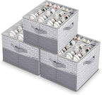 ALCOVA Shoe Organizer for Closet, 3 Pack Shoe Storage Box with Clear Cover, Foldable Shoe Storage Box, Fits up to 48 Pairs, Gray