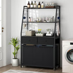 STIKELY Laundry Hamper Laundry Basket with 3 Section Pull-Out Rolling Bags & 2-Tier Storage Shelf, Laundry Sorter for Organization and Storage with 2 Drawers for Laundry Room, Bathroom