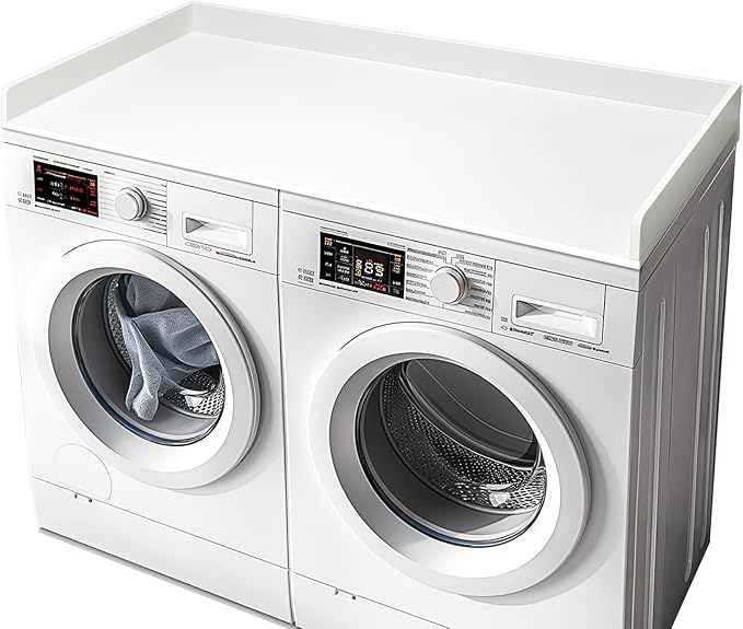 Gashell Washer Dryer Countertop, 27.5" x 54" Bamboo Washer and Dryer Countertop for Laundry Room Organization(White)