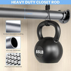 Closet Rods for Hanging Clothes, 17 to 84 Inches No-Cut Stepless Adjustable Closet Rod, 1.3 Inches Expandable Metal Heavy Duty Closet Hanging Rod for Closet Wardrobe Bathroom Laundry RV, Silver