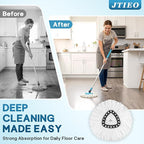 JTIEO 6 Pack Spin Mop Head Replacement Compatible with O-Cedar EasyWring Spin Mop System, Microfiber Mop Heads Replacements, Machine Washable & Easy to Replace