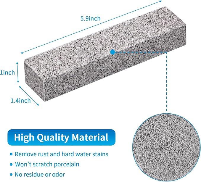 4TH Pumice Stone for Toilet Bowl Cleaning,Pumice Stick Powerfully Away Limescale Stain,Hard Water Ring, Calcium Buildup,Iron&Rust. Remover for Tile/Bath-tub/Sink/Grill - 6 Pack
