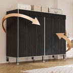 75in Heavy Duty Portable Closet with Cover 1200Ibs Foldable Covered Clothes Rack for Hanging Armoire Wardrobe Closet System Freestanding Coat Storage Garment Racks (190cm/74.8in（black）)